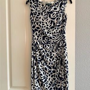 Lauren Ralph Lauren Navy and Cream Midi Dress